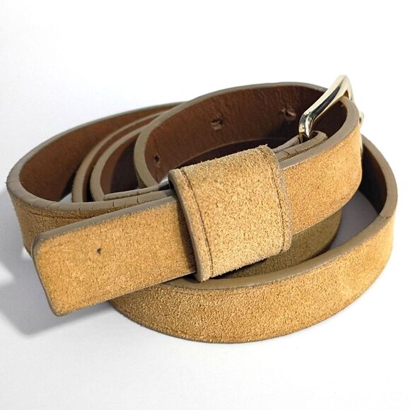 Banana Republic Yellow Tan Leather Women's Belt Small 40" x 3/4" - Picture 2 of 5